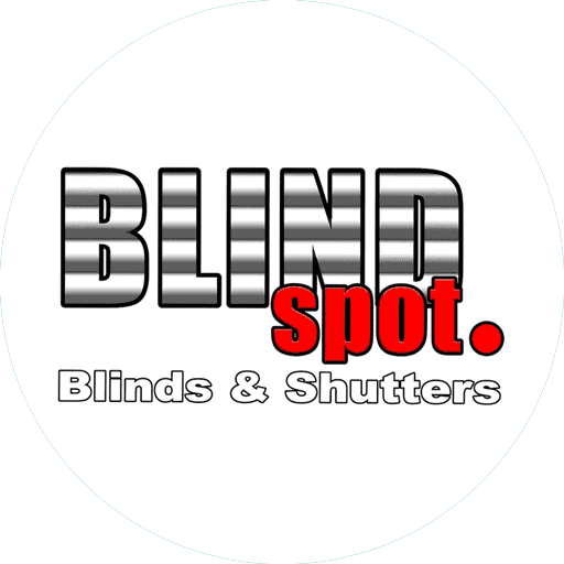 Company logo for Blind Spot Blinds & Shutters featuring bold text and a modern design, representing window coverings, blinds, and shutters services.